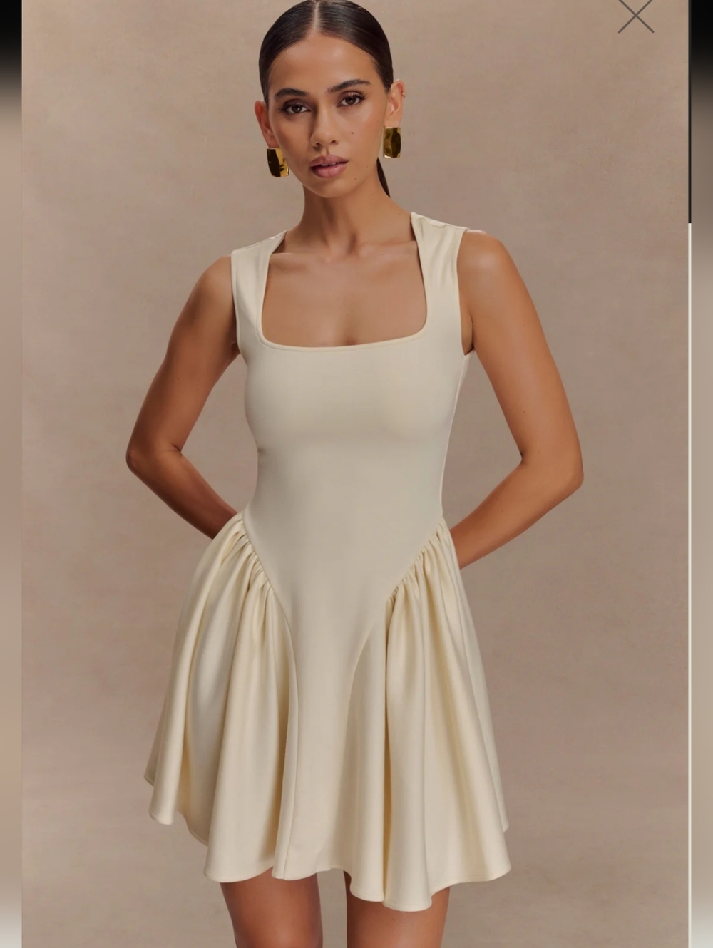 Meshki Sharon Scuba Jersey Mini Dress Ivory